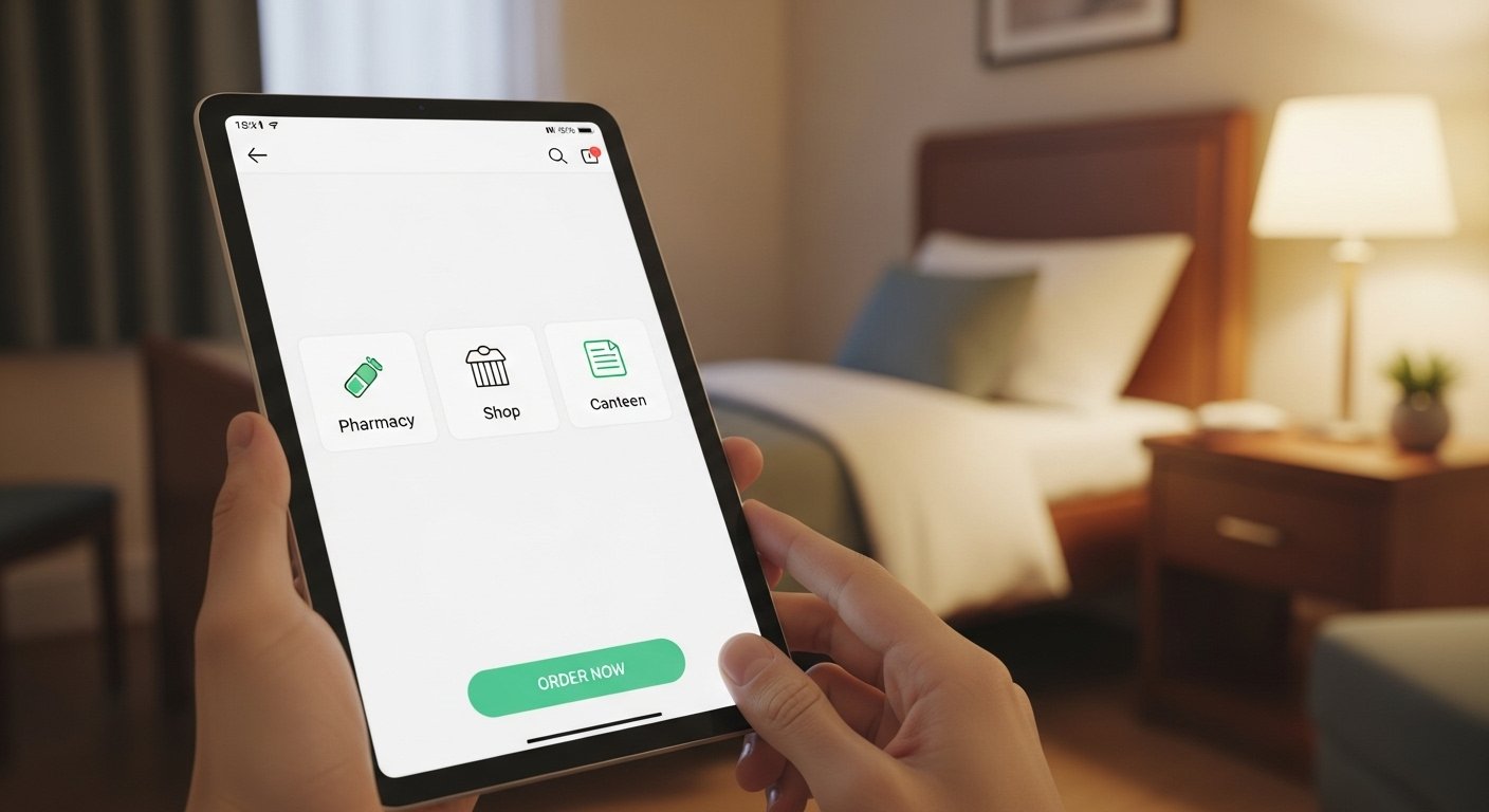 Guest conveniently ordering from their hospital room