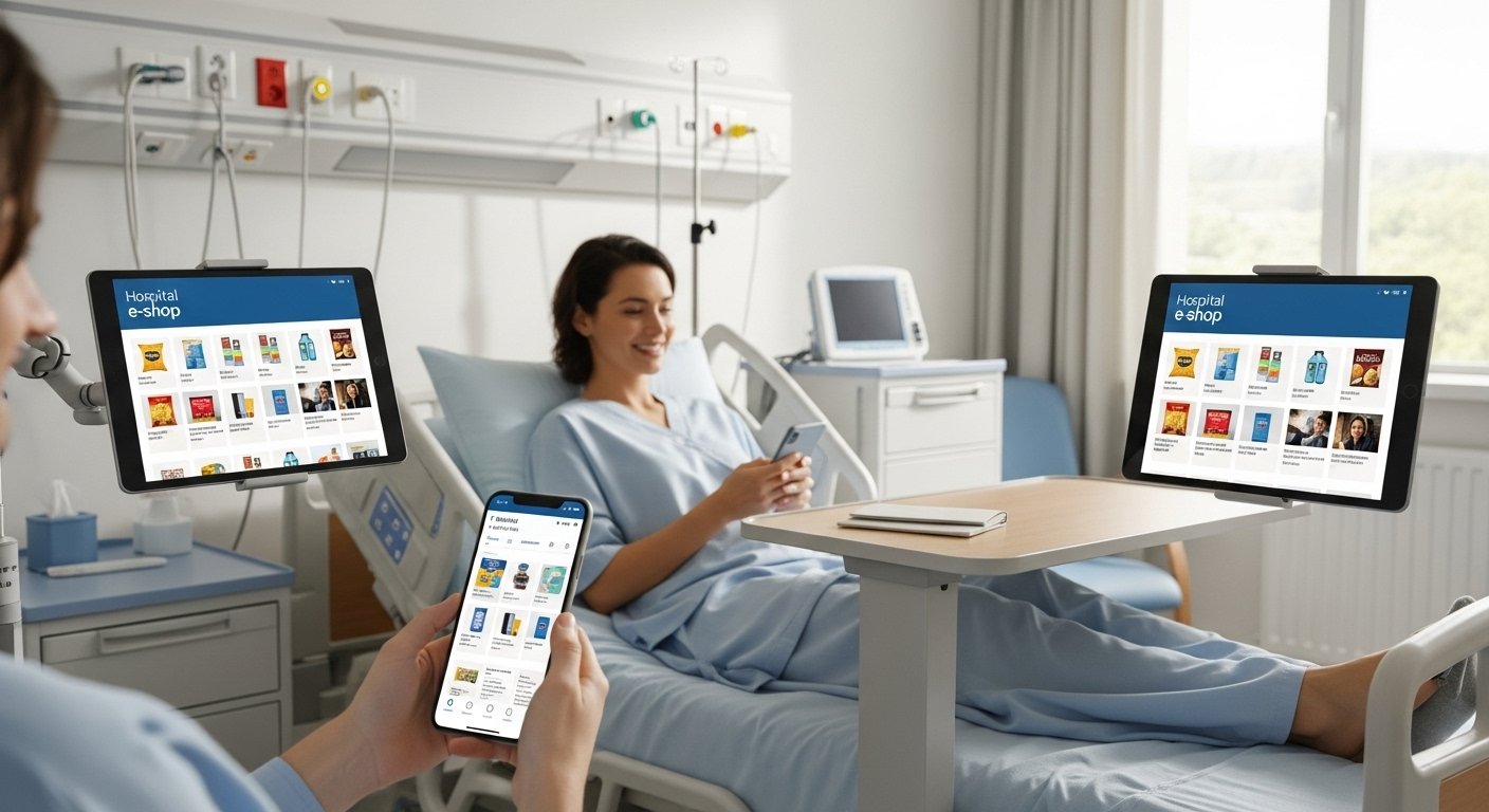 Guests using smartphones in a hospital setting